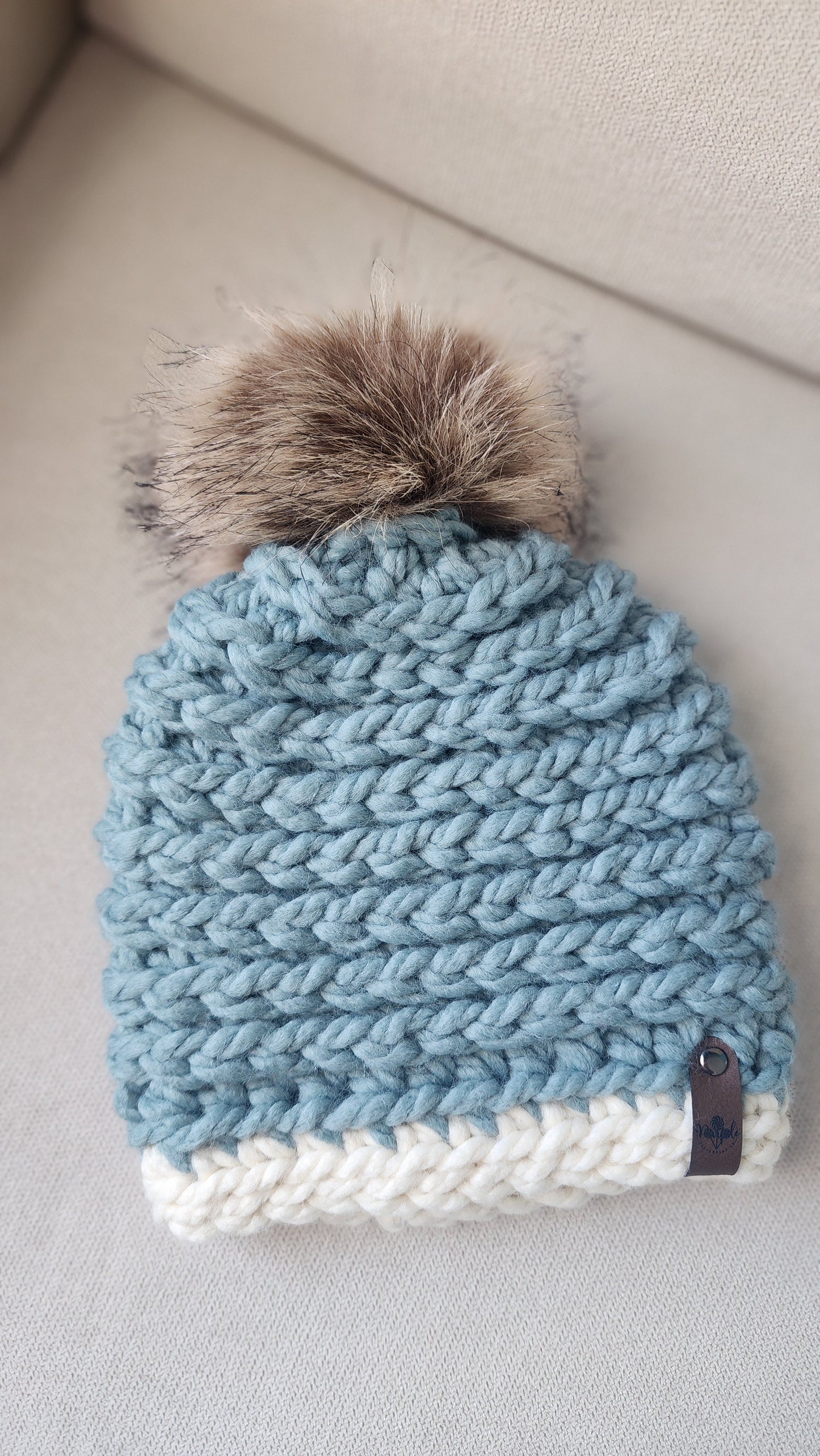 Frosted Sky Chunky Baby Beanie (3–6 Months)
